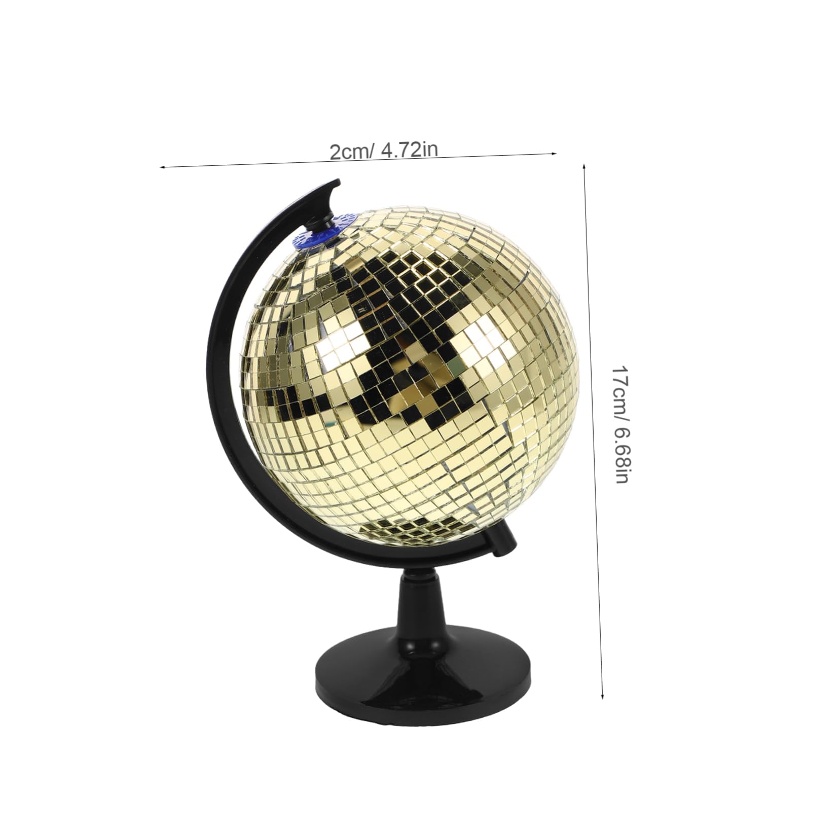 Yardwe Golden Reflective Disco Ball Globe Rotating Educational Home Decor for Office Desk Events Effect Geographical Learning Tool