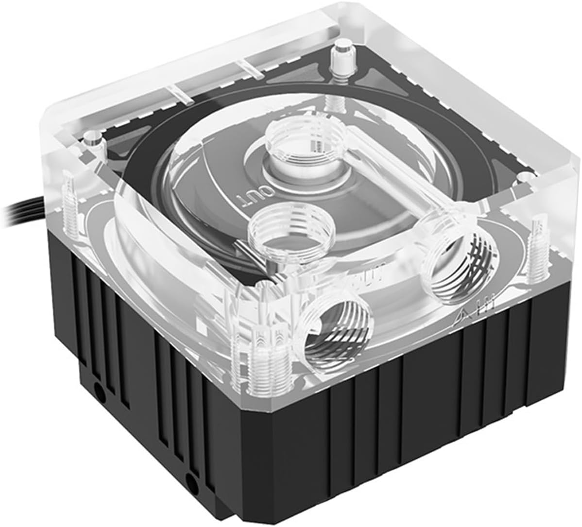 Water Cooler Water Pump 4 Holes PWM Speed Control Lift 3.5m Flow 500L. PU-SZM4(ABS armor,12-24V range)