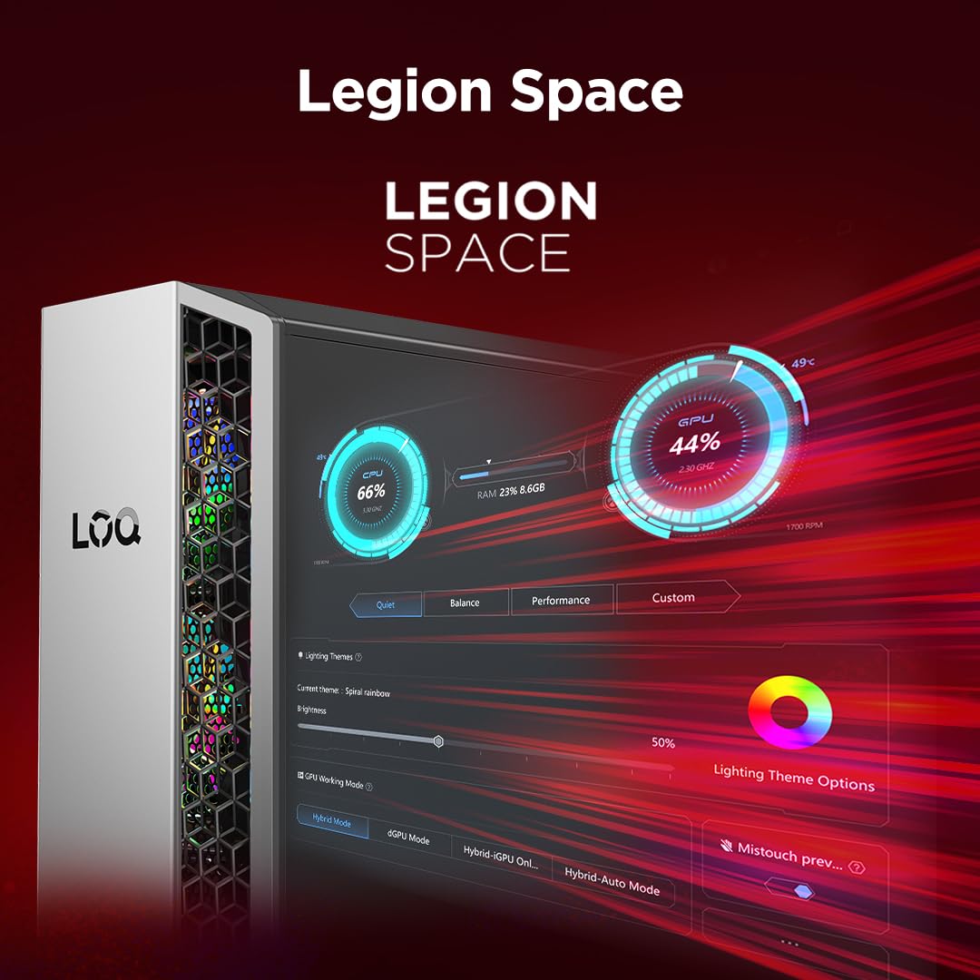 Lenovo LOQ Tower Gaming Desktop-PC | AMD Ryzen 7 8745HX | 16RAM | 1TB | NVIDIA GeForce RTX 5060 | Windows 11 | 26L | Luna Grau-Eclipse Black | 3 Monate GamePass | 3 Monate Premium Care