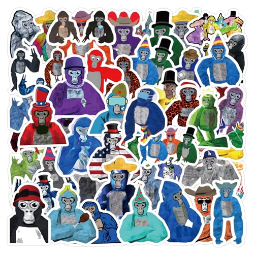 120PCS Gorilla Tag Stickers Birthday Decorations for Kids Lnteresting Animal Water Bottle Decal Laptop Skateboard Guitar Scrapbook Mobile Phone Luggage Diary Bicycle Bumper Helmet