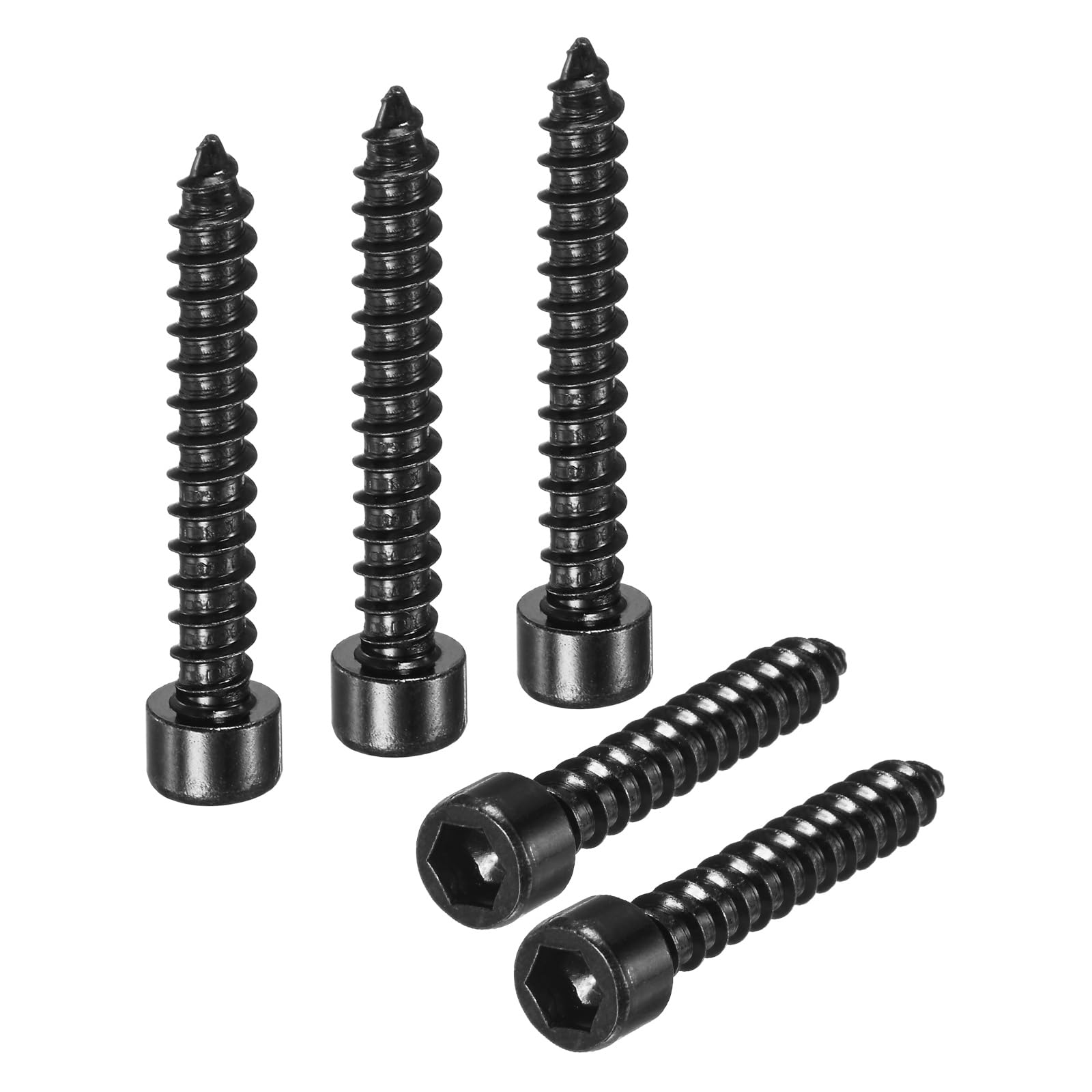 M METERXITY 50 Pack Hex Socket Head Screws, M6x40mm Stainless Steel Bolts Full Thread Self Tapping Screws for Furniture Machinery Electrical Appliances [Black]