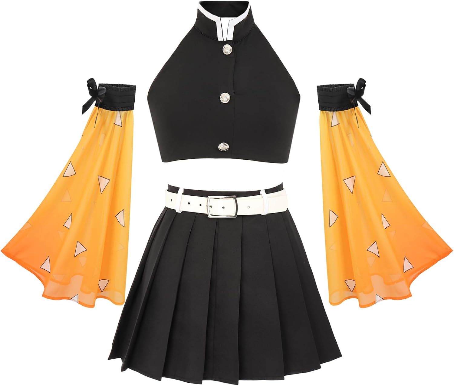 C-ZOFEK Women's Anime Cosplay Top Pleated Skirt Detachable Sleeves with Belt Female Costume