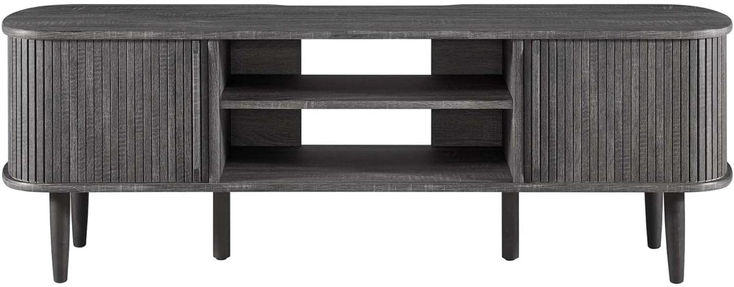 Modway Contour Mid-Century Modern 55" Media TV Stand in Charcoal, 15 x 54.5 x 18.5