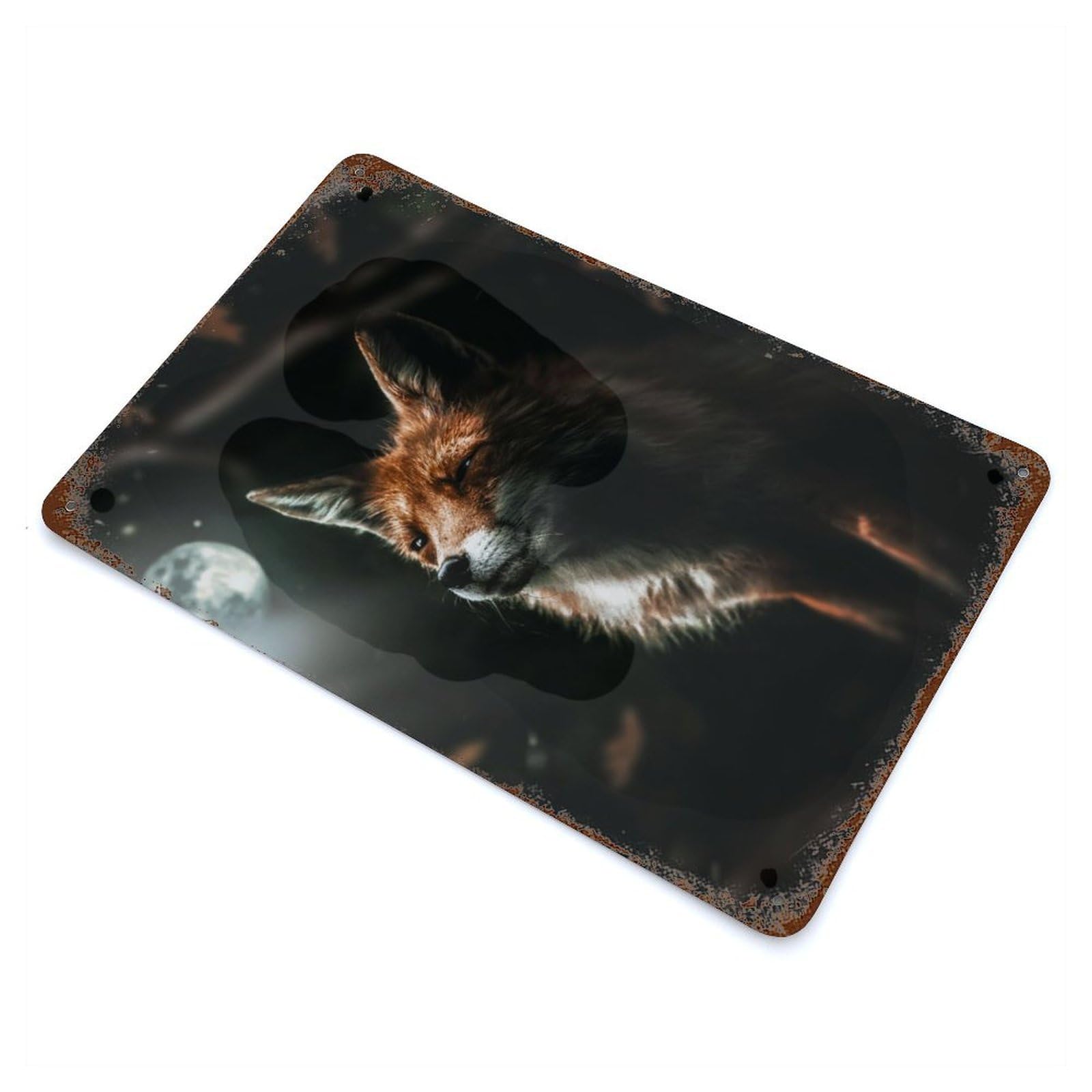 Garage Style Shady Fox Rusty Metal Tin Sign 11.8"x7.9", Farmhouse Wall Decor for Bar And Workshop