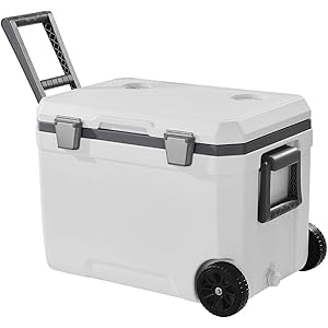 VEVOR Ultra-Light Hard Cooler, Ice Retention Cooler with Heavy Duty Handle, Ice Chest Lunch Box for Camping, Travel, Outdoor, Keeps Cool for up to 6 Days, 30% Lighter Than Rotomolded Coolers