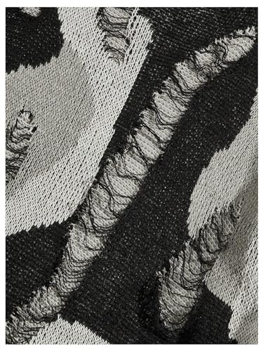 Men's Ripped Graphic Sweaters Distressed Round Neck Long Sleeve Knit Sweater Fall Pullover Top4