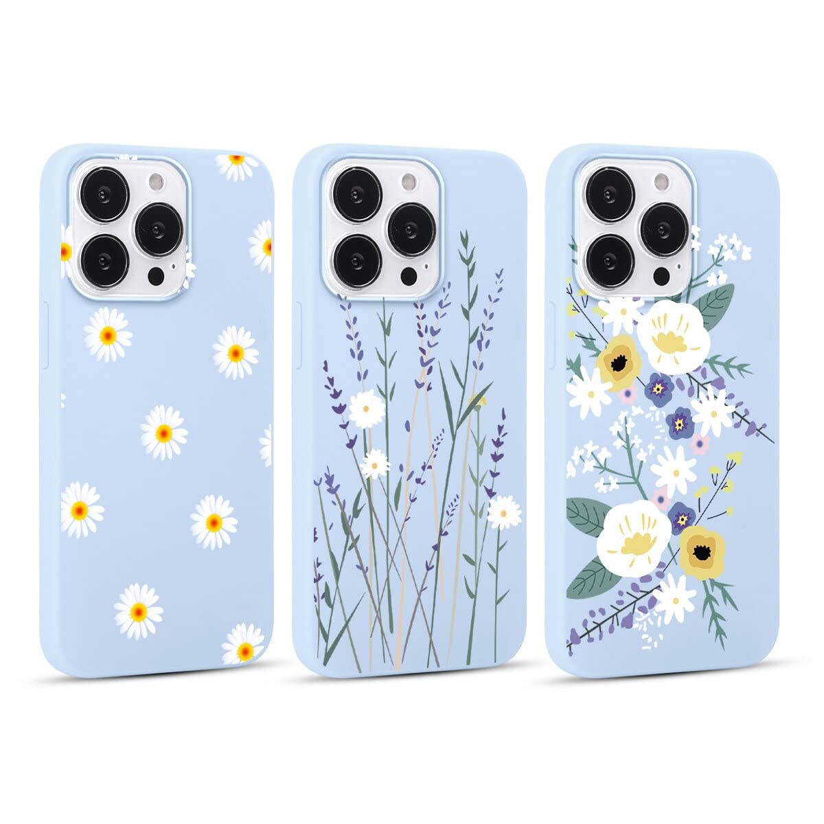 Yoedge 3er Set Handyhülle Für Xiaomi Mi 11 Lite/11 Lite 5G NE – TPU, Ultra-dünn, Mit Blütentrauben-Muster, Stoßfest