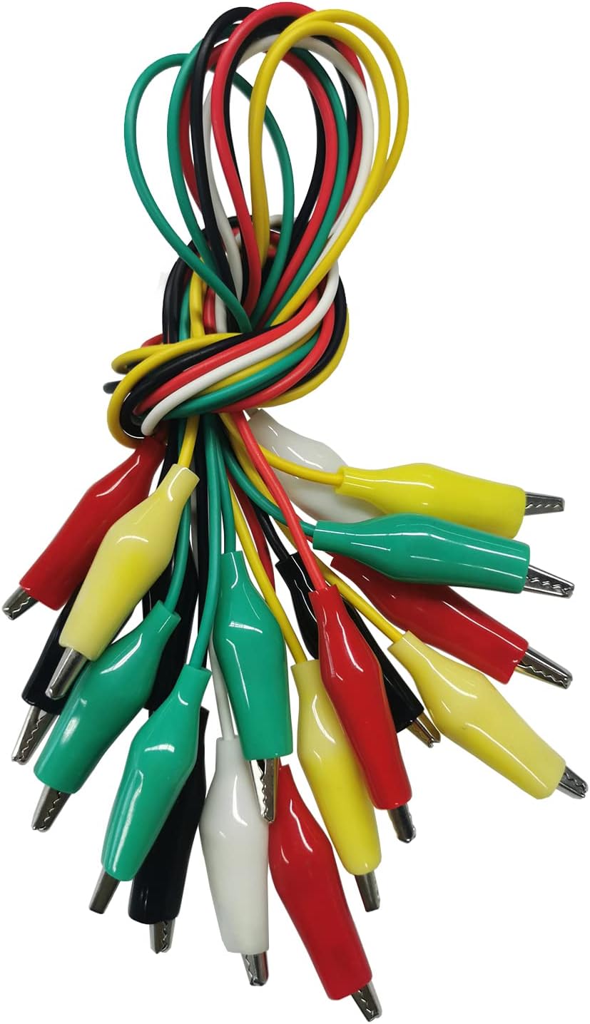 10pcs Premium Alligator Clips Electrical 5 Color Test Leads with Test Probe Crocodile Jumper Wire Cable with Alligator Clip for Electrical Testing Circuit Connection Electronic Experiment