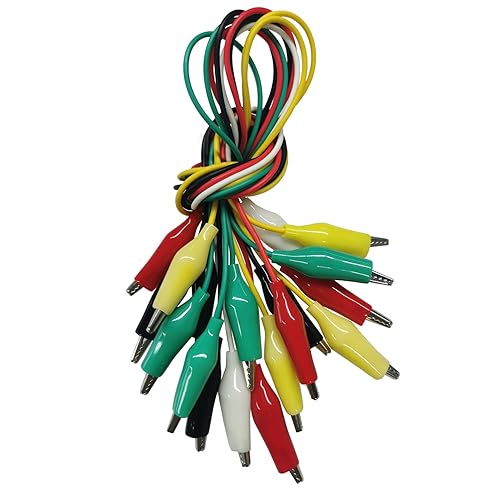 10 clips eléctricos de cocodrilo de alta calidad, cables de prueba de 5 colores con sondas de prueba, cables de puente de cocodrilo con clips de