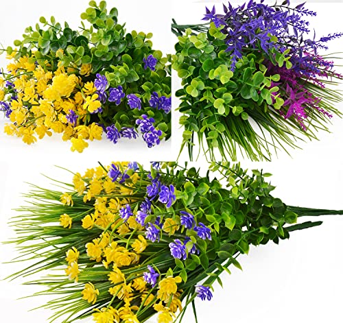 Temchy 12 Bundles Artificial Flowers Lifelike No Fade Uv Resistant Fake Plastic Flowers Faux Plants For Hanging Planters Outside Porch Window Box Wedding Home Décor - Indoor/Outdoor Use #TOP2