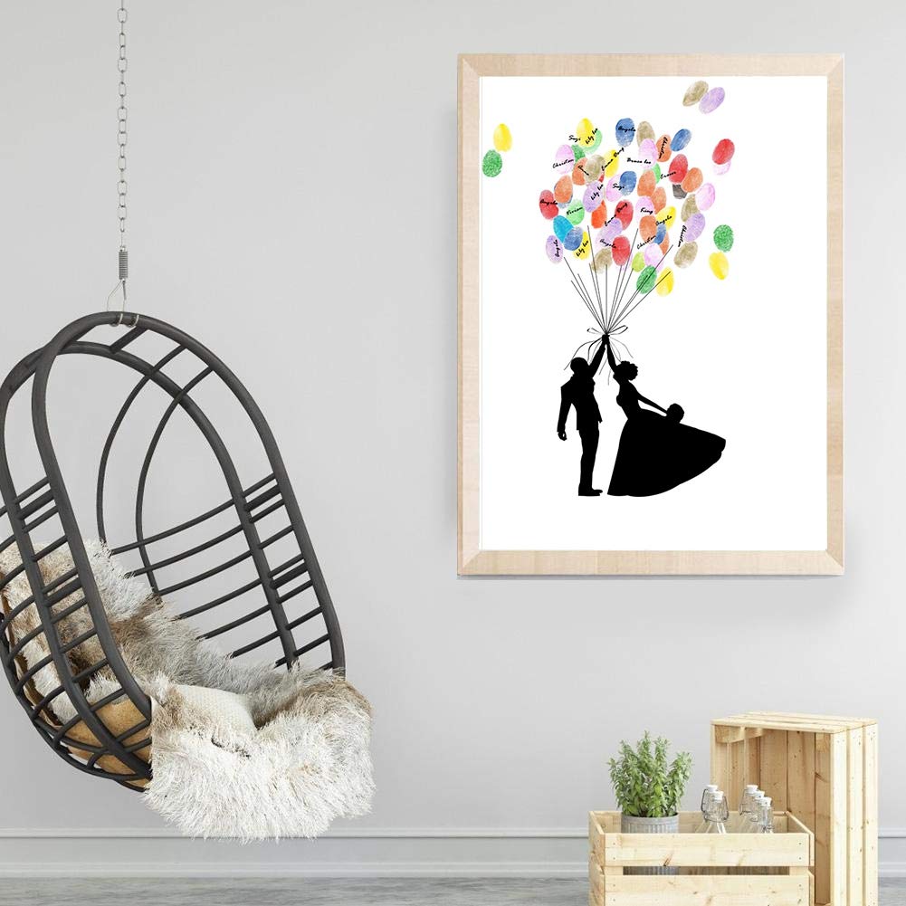 Fai da Te Modello Ospite Firma Libro degli Ospiti Matrimonio Festa di Compleanno Pittura di Impronte Digitali