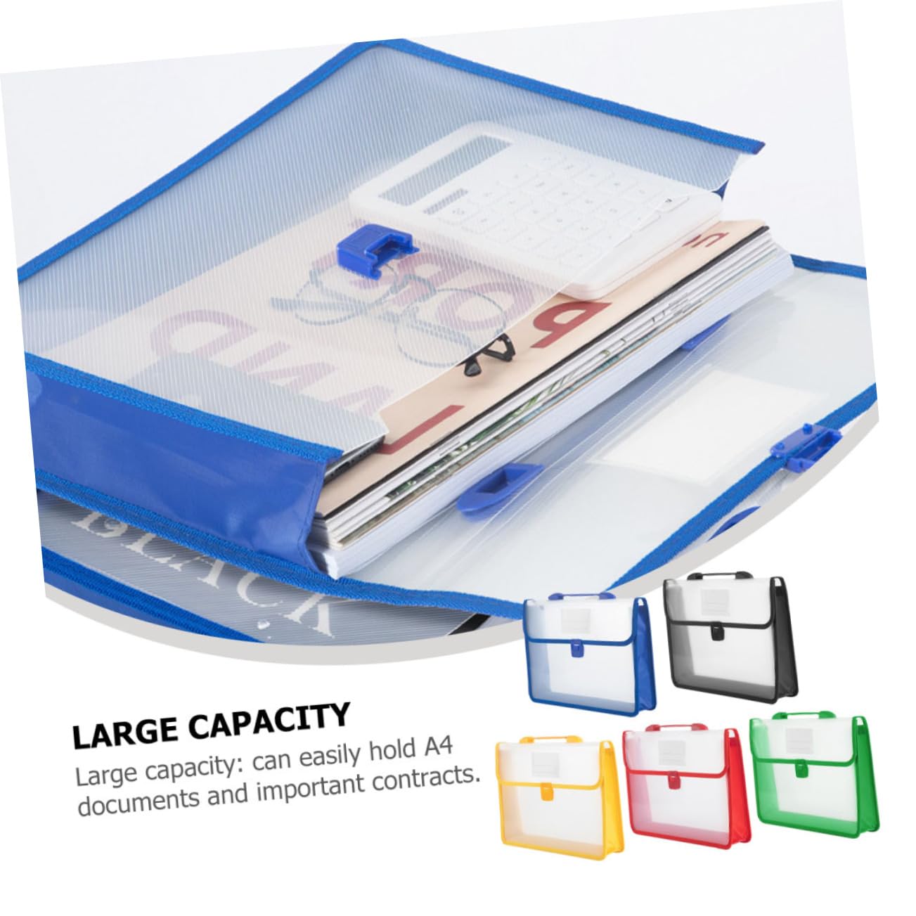 Borsa Portadocumenti Fibbia Set 5 Pezzi A4, Organizer per Ufficio Portatile Leggero Resistente, Porta File Cartelle Contratti e Fatture per Lavoro e Studio
