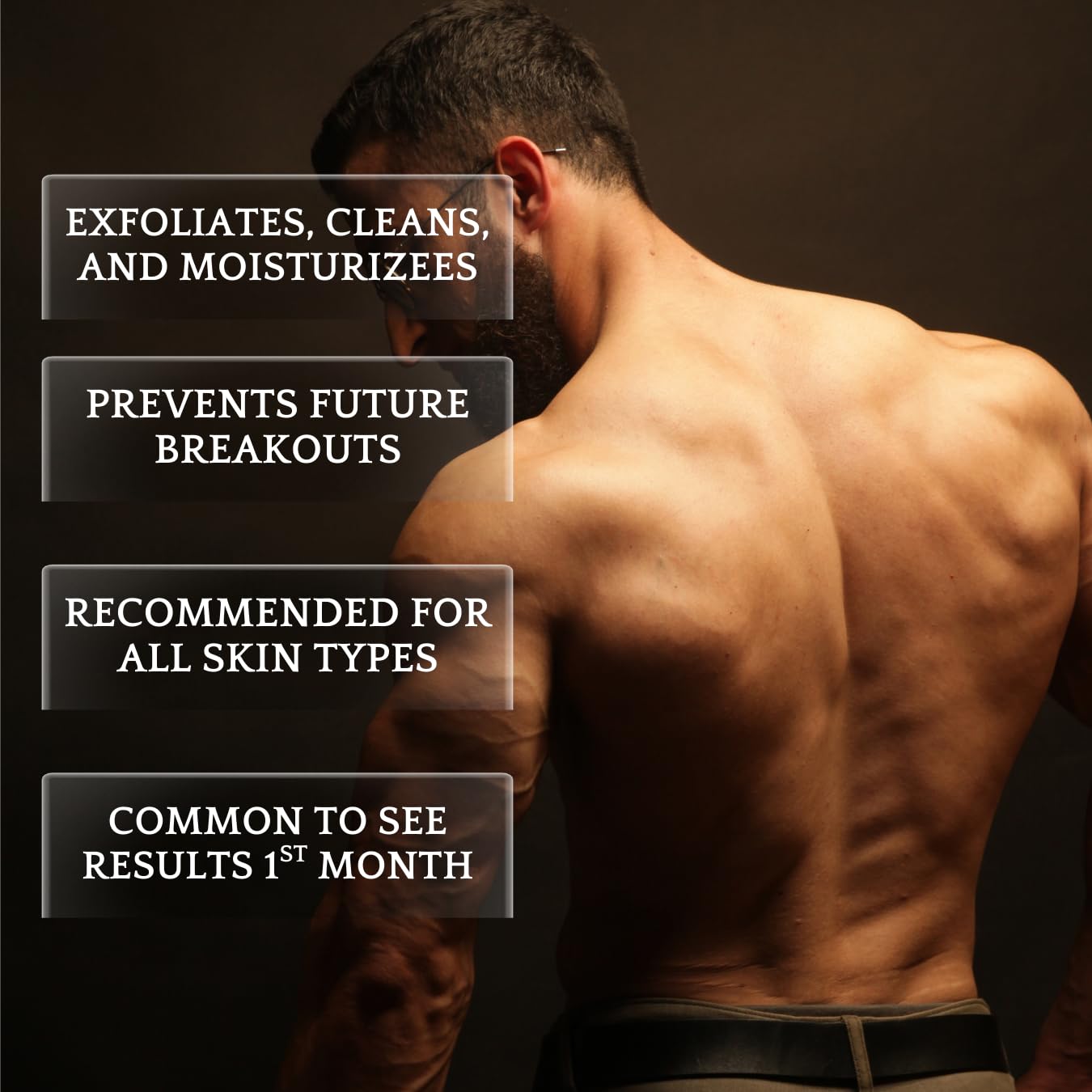 Bacne Wash: All Natural Back Acne Treatment with Charcoal, Jojoba Oil, Tea Tree Oil, Neem Oil, Aloe Vera, and Vitamin E - Body Acne Wash for All Skin Types