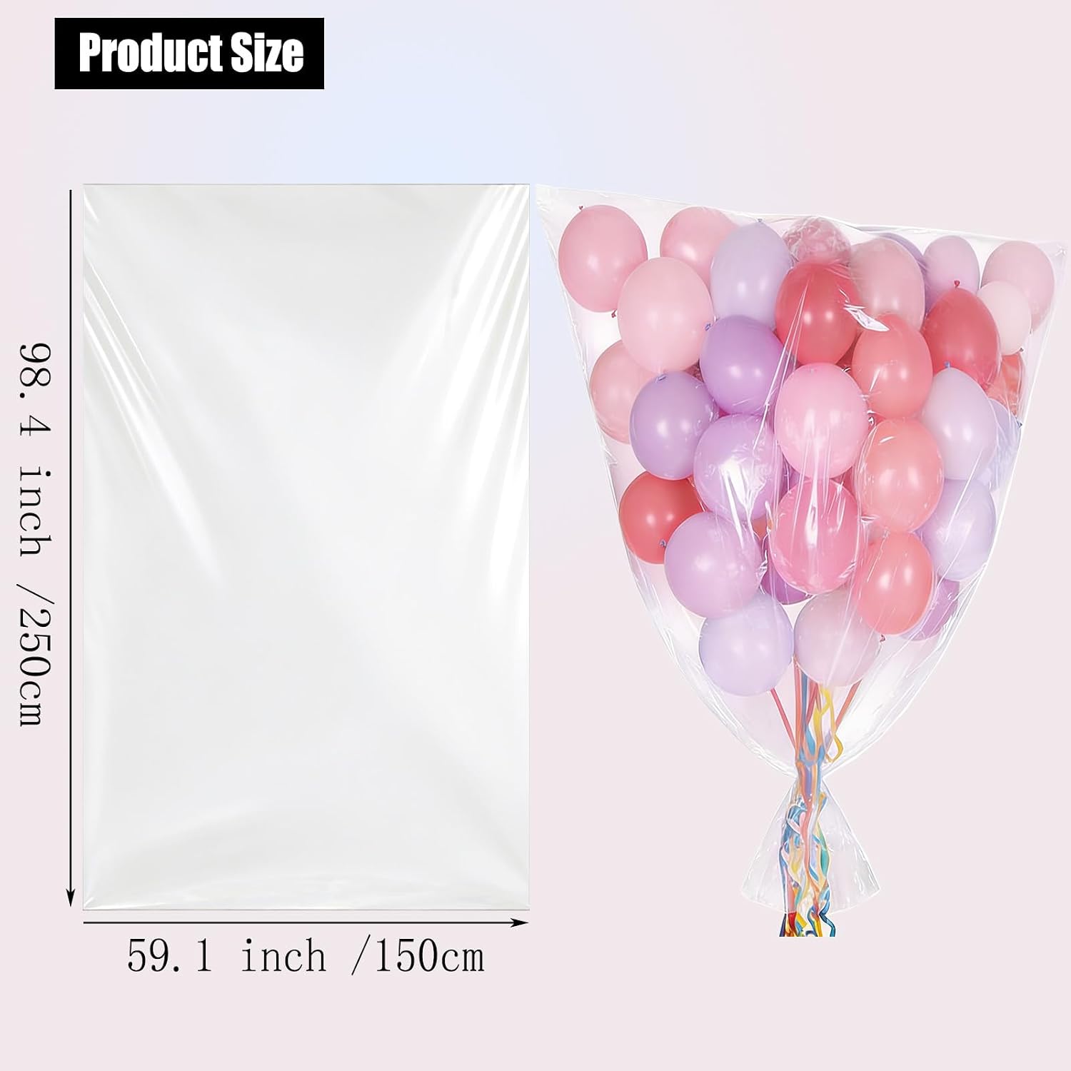 4 Pack 98.4 x 59.1 Inch Balloon Transport bags, Clear Giant Storage Bags for Birthday Wedding Graduation Party Holiday Decor image 2