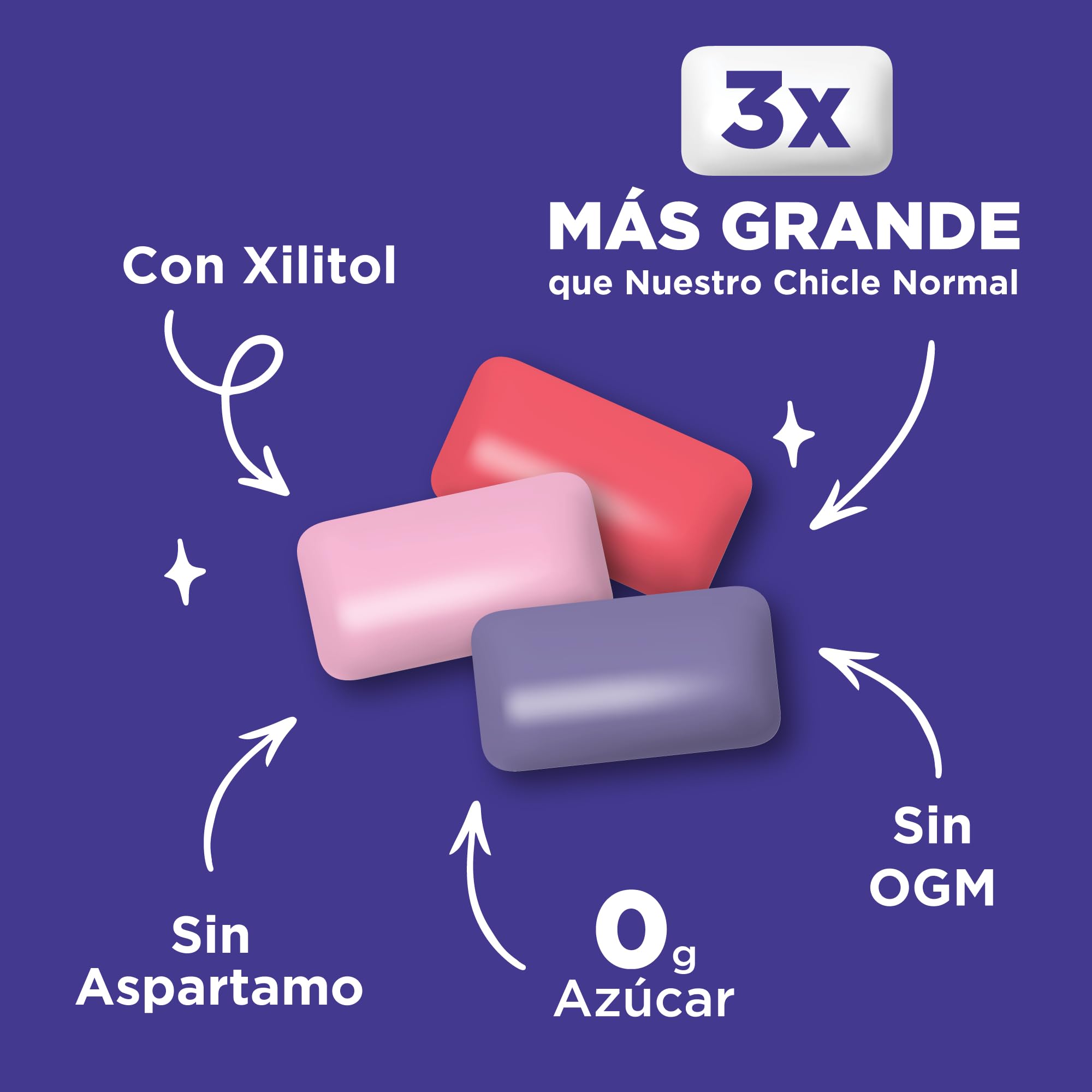 PUR Jumbo Gum Sin Aspartamo Con Xilitol Sabor Natural Bubblegum 20 Piezas