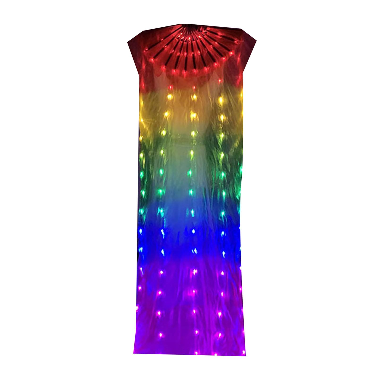 Fluxioxtna Flexible LED Belly Dance Fan Rainbow Colorful Light Up Long Folding Fan Veil For Night Performances And Celebration
