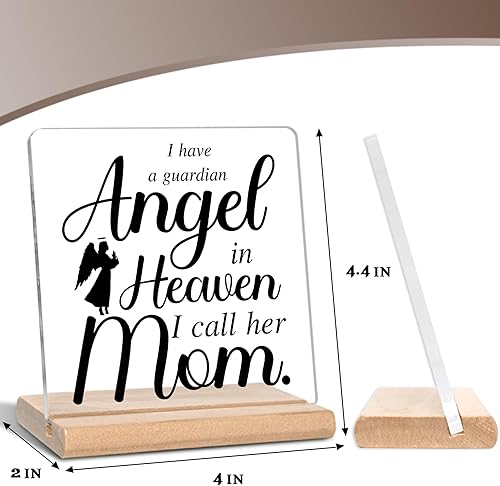 Miniatura 6 de Regalos conmemorativos por la pérdida de mamá, Tengo un ángel guardián en el cielo, la llamo mi mamá - Letrero decorativo de acrílico, regalos de