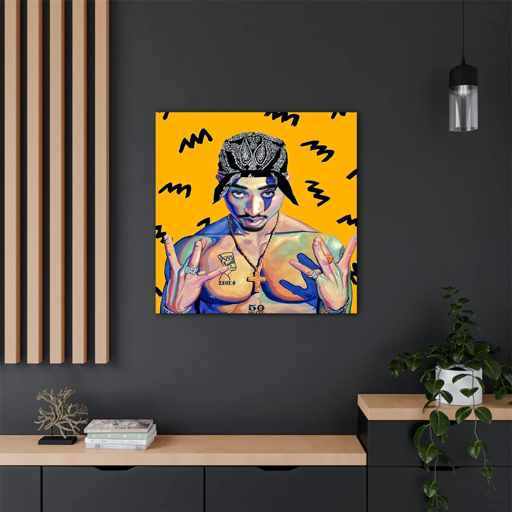 VERRE ARTVERRE ART Printed Framed Canvas Painting for Home Decor Office Wall Studio Wall Living Room Decoration (14x14inch Wrapped) - WEST SIDE TUPAC CANVAS