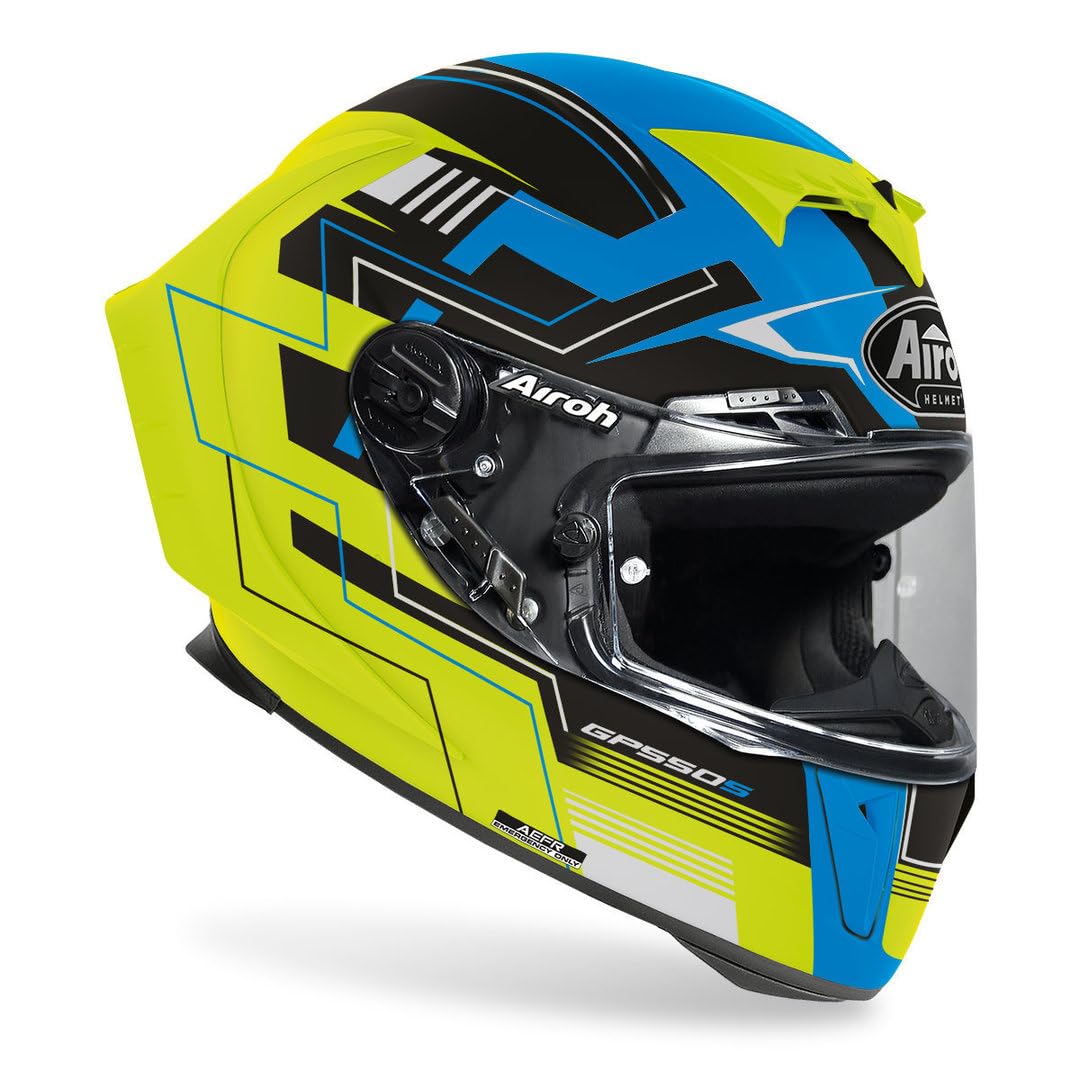 AIROH CASCO GP550 S CHALLENGE BLUE/YELLOW MATT L