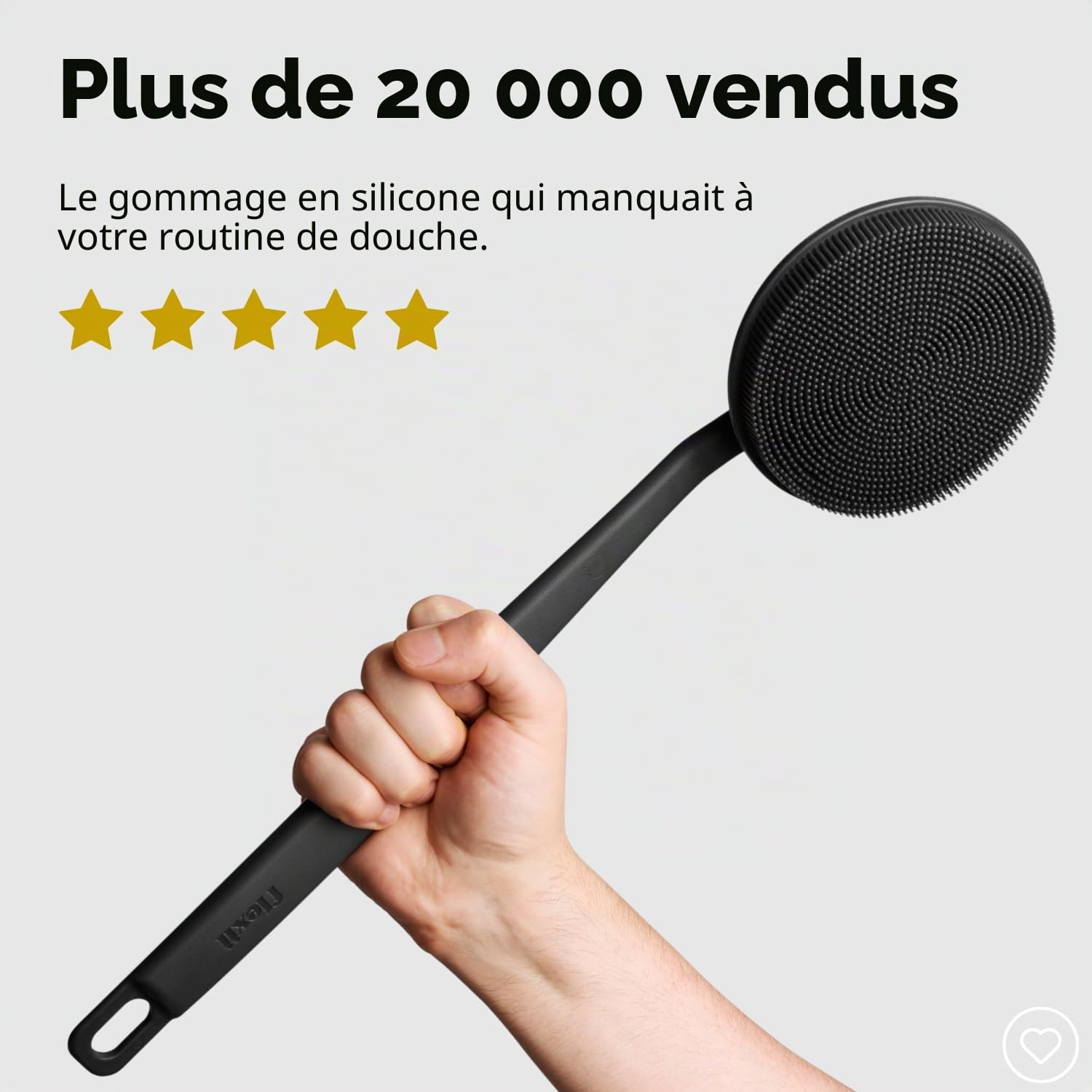 flexii® Brosse à dos en silicone – Brosse à dos à manche extra long de qualité supérieure pour douche, exfoliante en profondeur, nettoyage en profondeur, durable pour homme et femme