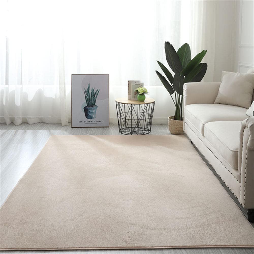 Grand tapis salon moderne abstrait beige LUNEZY pour créer un coin de jeu doux pour enfants