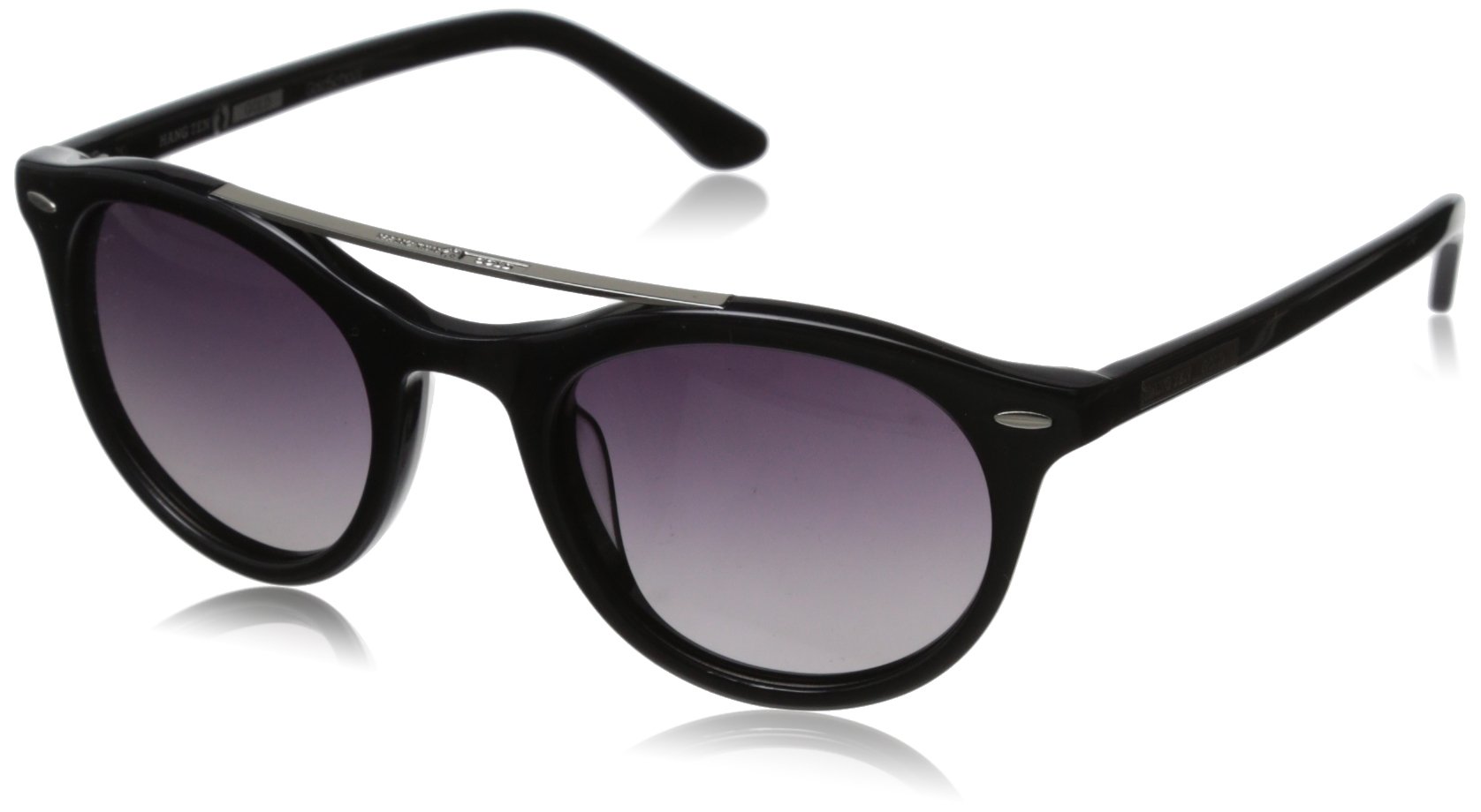 Classics HTG1009 C1 Polarized Round Sunglasses, Shiny Black, 55 mm