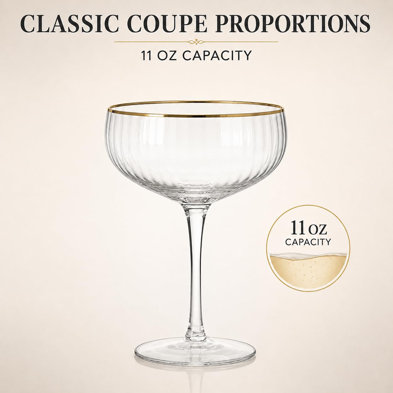 Elegant Coupe Cocktail Glasses - Set of 4 -6 Elegant Coupe Cocktail Glasses - Set of 4 -6