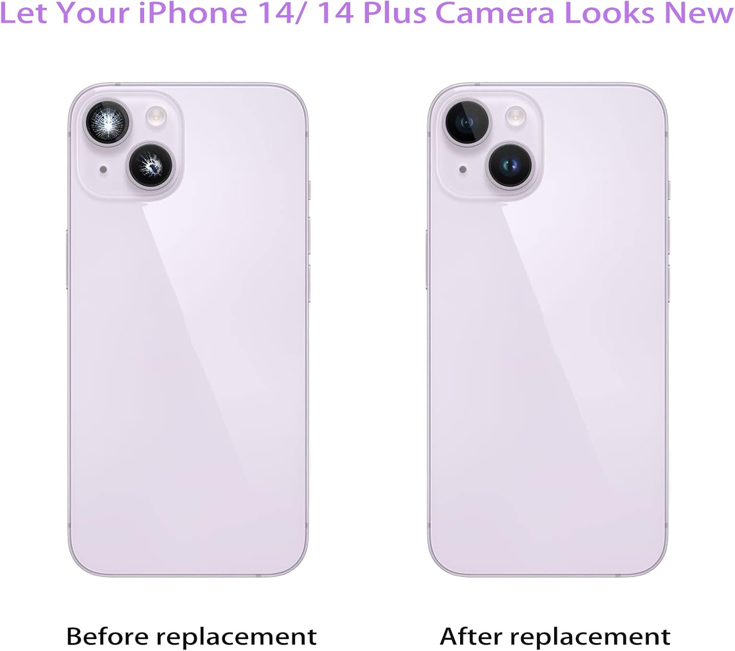 2pcs/Set Rear Back Camera Glass Lens Replacement for iPhone 14 for iPhone 14 Plus Glass Camera Lens Covers Replacement with Adhesive Preinstalled + Replacement Repair Tool kit Set