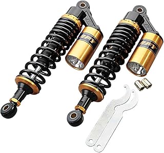 Mallofusa Universal 320mm Pair Motorcycle Air Rear Shock Absorber for Honda Kawasaki Suzuki Yamaha Go Kart Scooters Sport Street Bike Black Gold