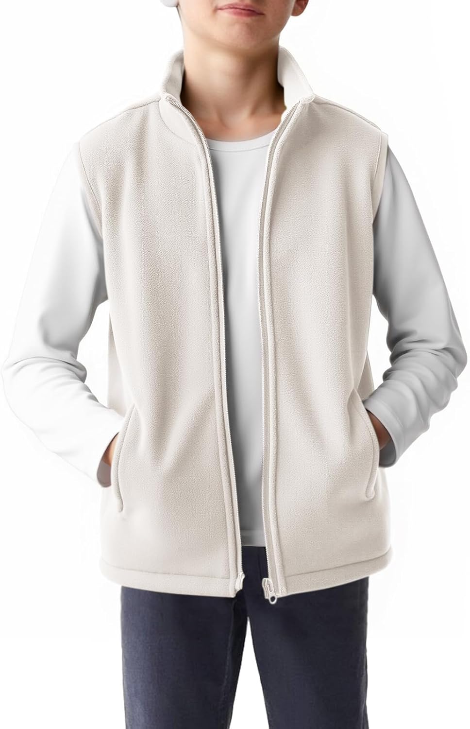 Haloumoning Boys Polar Fleece Vest Kids Full-Zip Lightweight Sleeveless Jacket Fall Winter Warm Outwear 5-14 Years