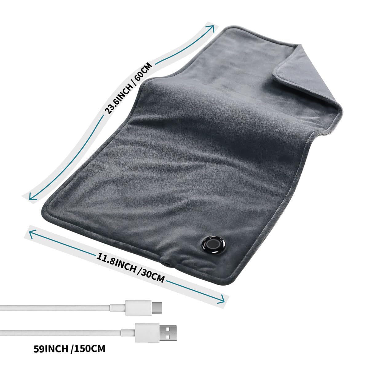 Almohadilla térmica para Manta eléctrica, Calentador Corporal con calefacción USB (30x60 cm), Mantas eléctricas con calefacción, Almohadilla Lumbar Individual, Uso en el hogar - Green