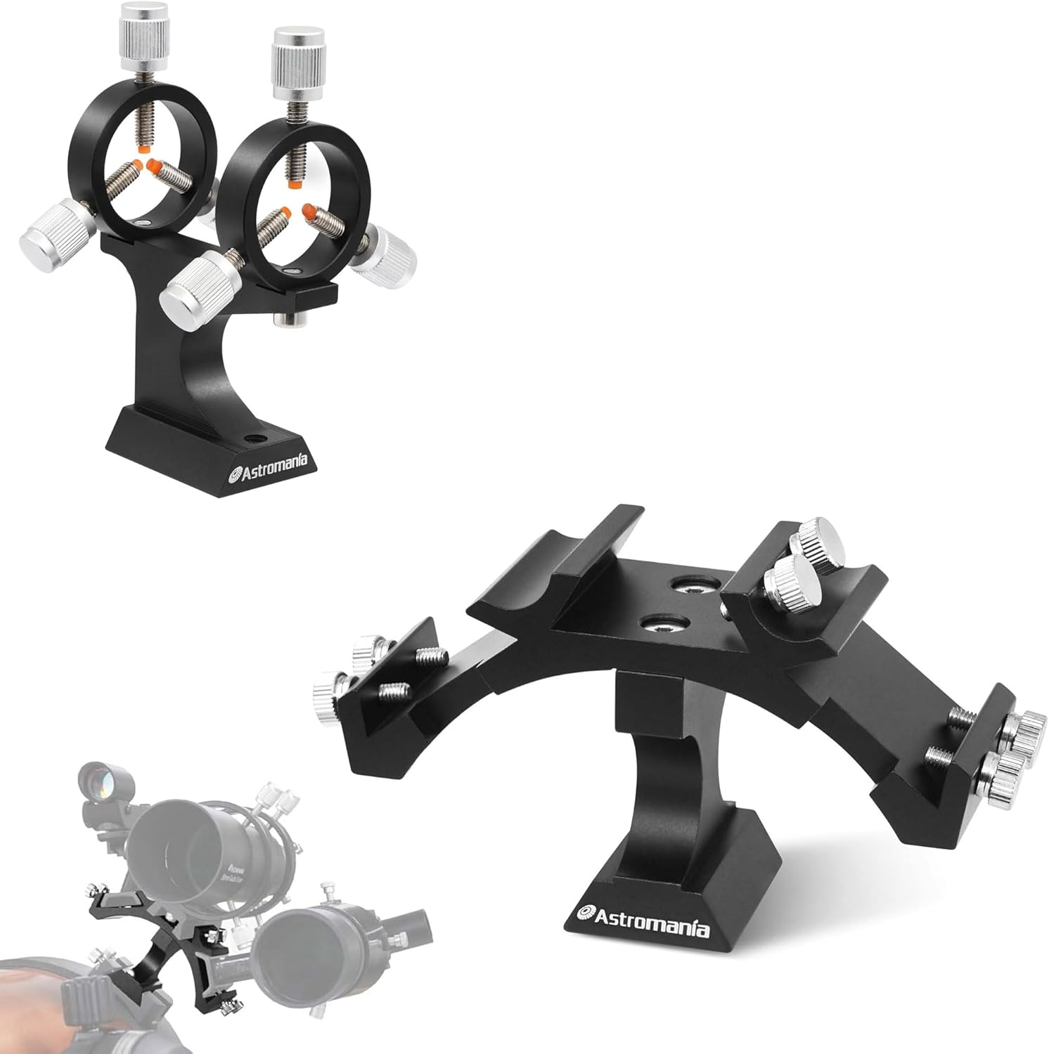Astromania Aluminum Alloy Adjustable Laser Finder Scope Mounting Bracket - Bundle with - Tri-Finder finderscope Mount - 3 Finders but just one Bracket