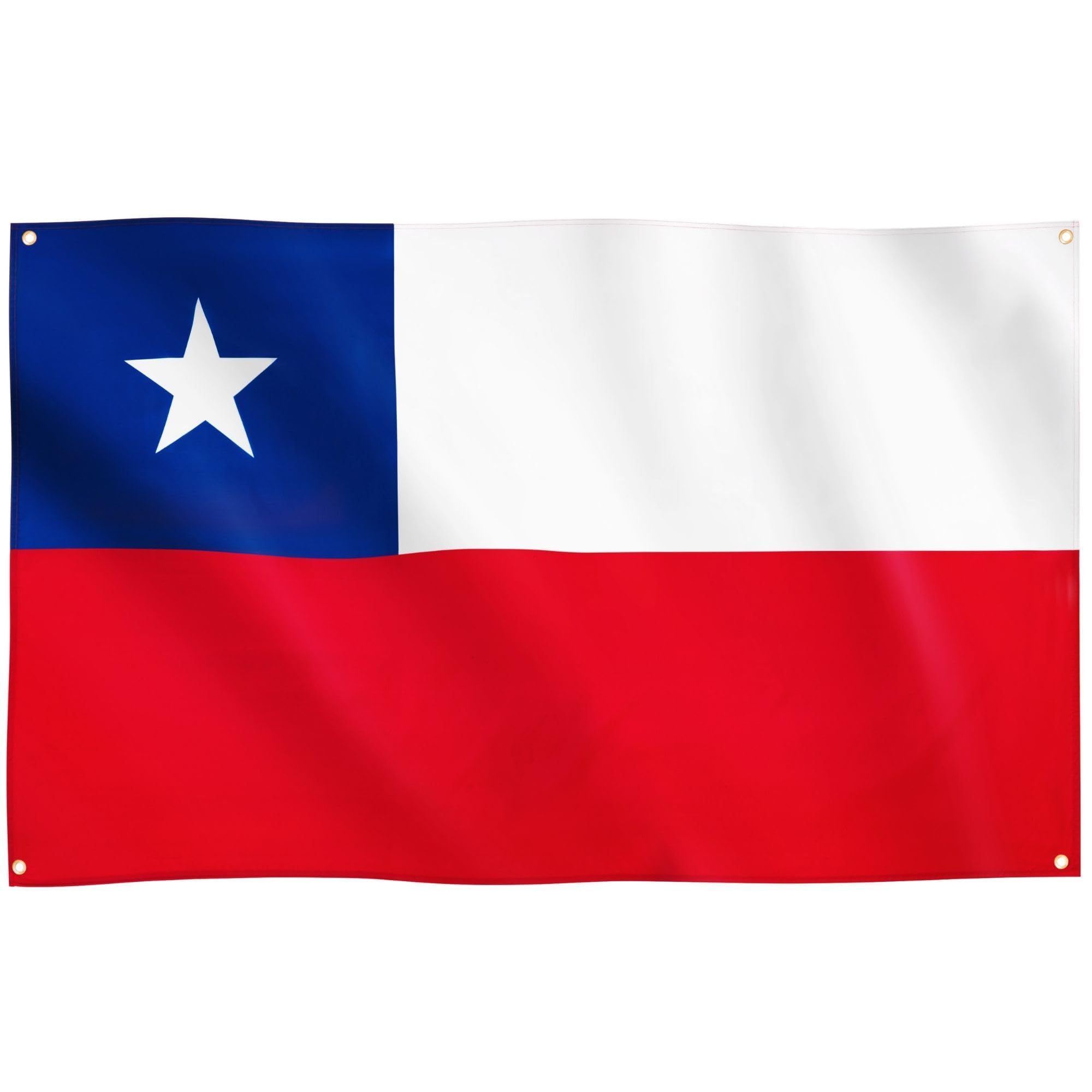 Runesol Chile Flagge, 91x152cm, 4 Ösen, eine in jeder Ecke, Chilenische Flagge, Nationalflagge einsamer Stern, Premium-Flaggen für drinnen und draußen, Fahne, lebendige Farben