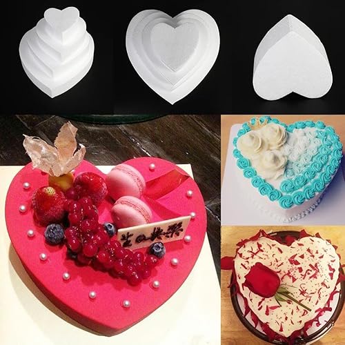 Miniatura 8 de Abaodam Pastel de espuma en forma de corazón para decoración y exhibición de boda cumpleaños aniversarios día de San Valentín