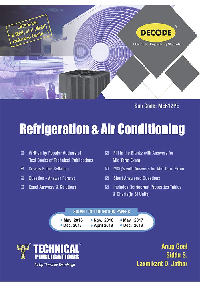 Refrigeration and Air Conditioning for JNTUH 16 Course (III II