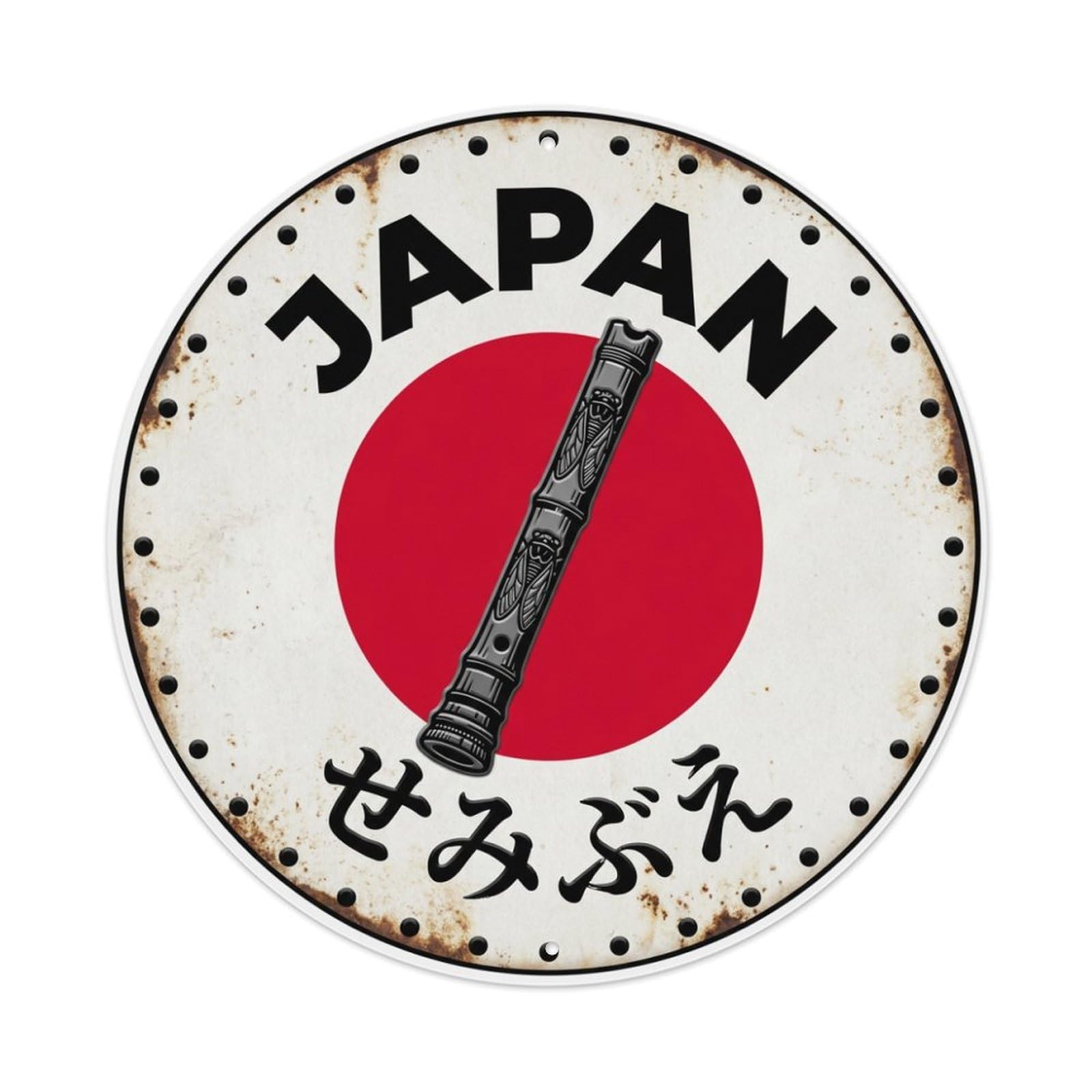 Fqnyr Style Metal Tin Sign Cicada Flute Japan Summer Sound Rustic