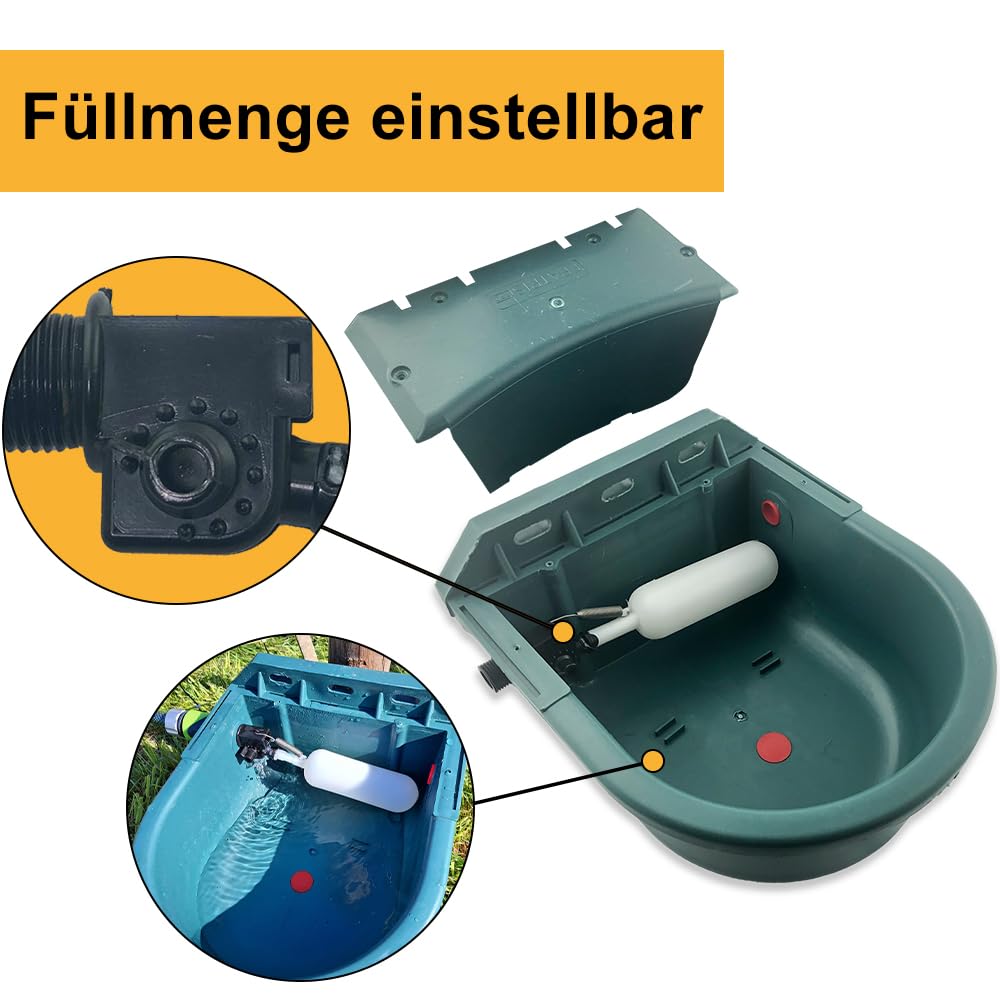 Tränkebecken 4 Liter Kunststoff automatische Tränke mit Halterungen Schwimmertränkebecken Pferde Rinder Schafe