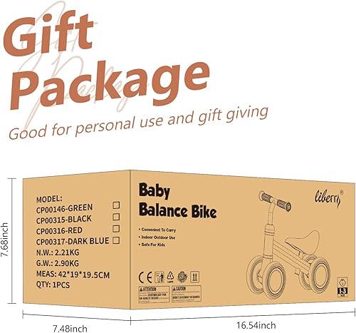 Miniatura 7 de Liberry Bicicleta de equilibrio para bebés de 1 año, bicicleta de equilibrio para niños de 4 ruedas con asiento ajustable, regalo de primer