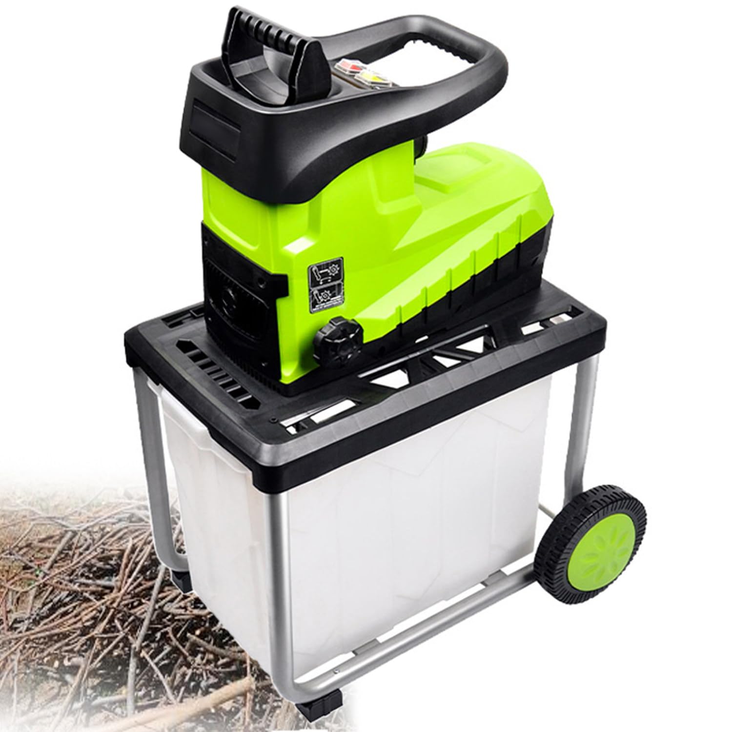 Trituradora De Ramas Eléctrica 2800w,Astilladora Potente con Cajón 60l, Corte 45mm,5000 RPM,Bajo Ruido (94db),Ideal para Hojas Y Ramas,Jardinería Ecológica,Chippers+10mWire