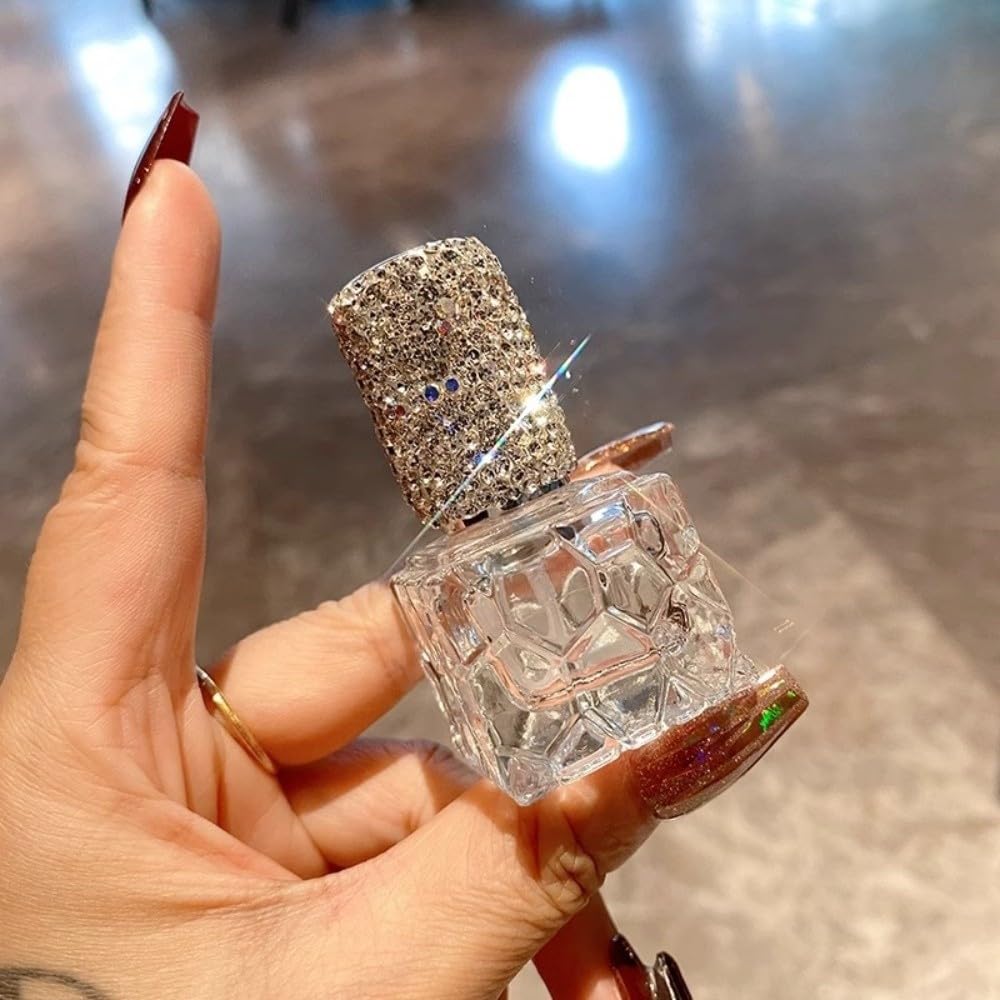 Pusta butelka perfum do wielokrotnego napełniania z kryształkami strasu, podróżna butelka z rozpylaczem na olejki eteryczne, stylowy i przenośny design, idealny dodatek podróżny do zapachów