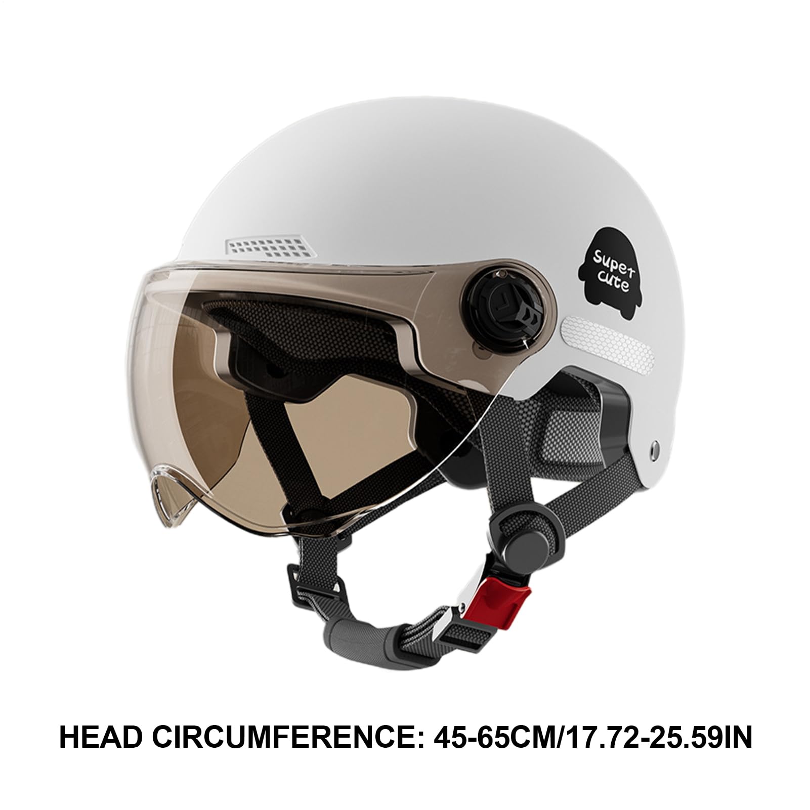 Generisch Casque de vélo ouvert – Demi-casque de moto | Polycarbonate robuste avec mentonnière à dégagement rapide, visière résistante aux UV, système de ventilation aérodynamique pour la sécurité