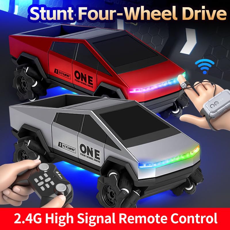 Image of Off Roader Rechargeable Remote Control Car | RC Car Monster Truck | 4 Headlight Modes | Lithium Battery | C-Type Charging | 2.4GHz Remote Controller Race-Ready (Cyber Drift - Ts2a803)