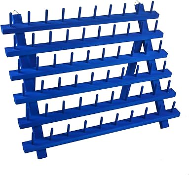 NW Colorful Wooden Thread Holder Sewing & Embroidery Rack with Hanging Hooks Blue #2