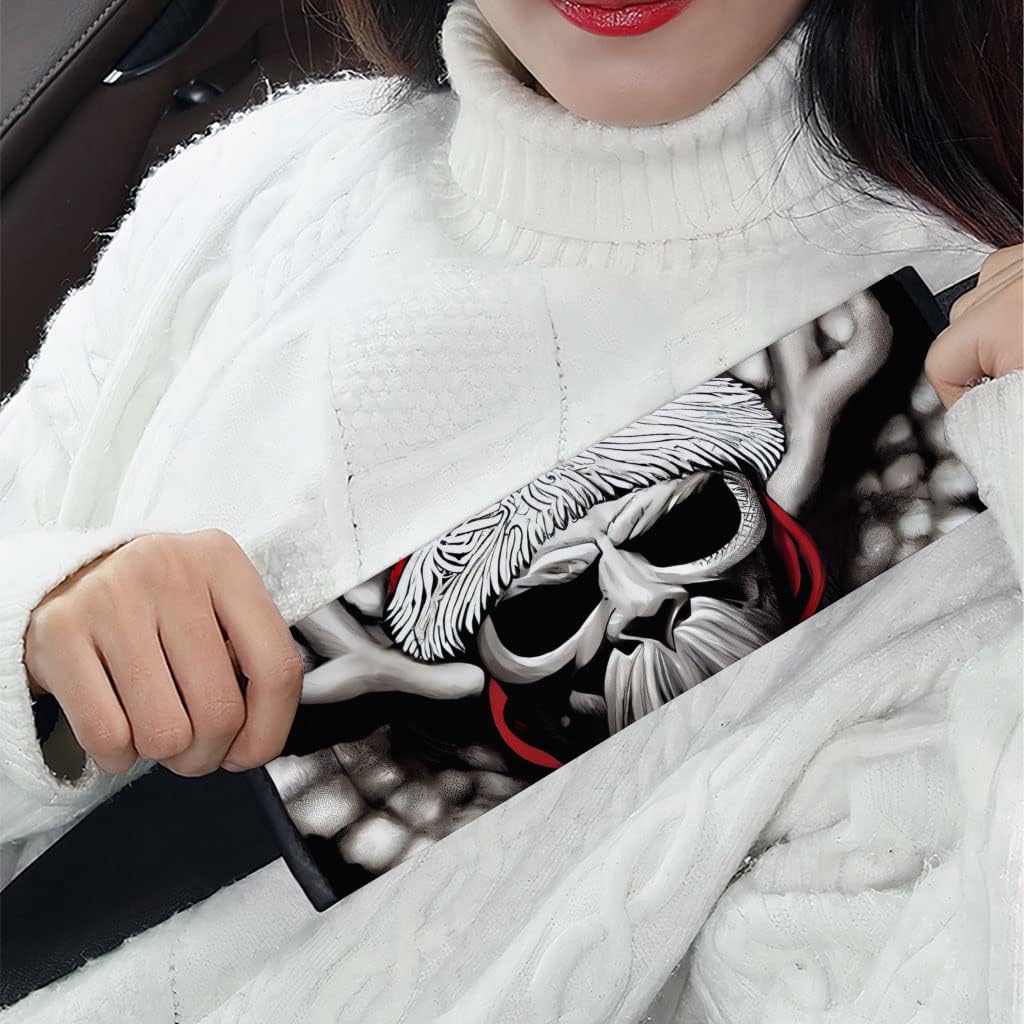 Santa Face Car Seat Belt Pads - Skull Seat Belt Covers - Winter Seat Belt Covers