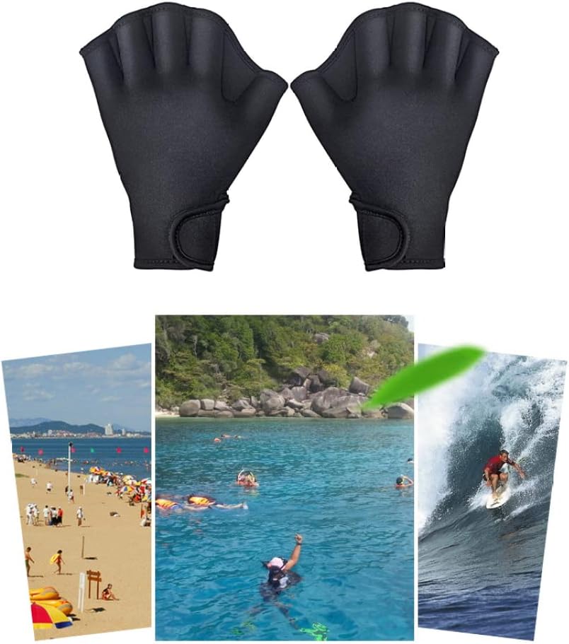 ESiiFuu Aquatic Gloves Swimming Training Webbed Swim Gloves for Men Women Adult Children Aquatic Fitness Water Resistance Training Black M, Aquatic Gloves, Swim Training Gloves, Fin Gloves : Everything Else