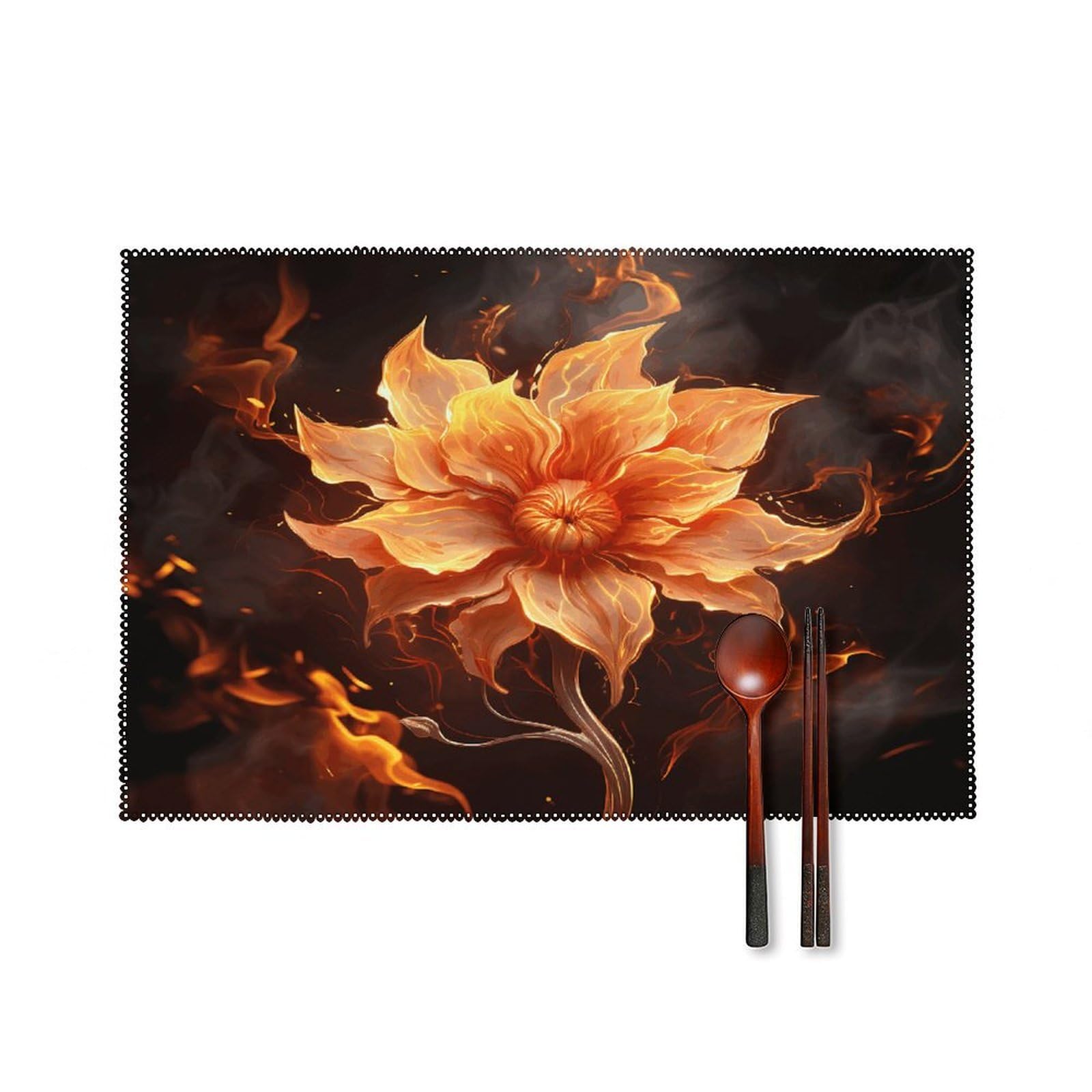 Fodpand Style Flame Flower Placemats Set Of 4 Place Mats Table Mats