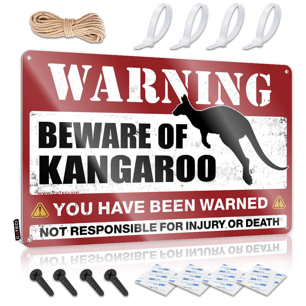 Entryway Decor Faded Plaque - Beware Of Kangaroo Rustic Wall Art Ideas Easy Hang For Street(30X40CM)