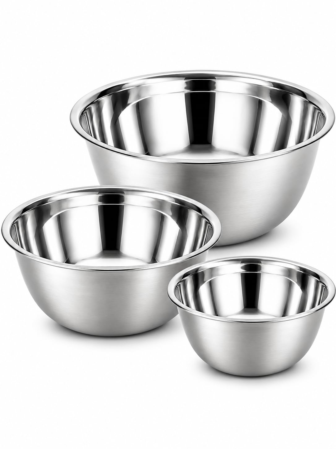 Baluue 3pcs 201 Stainless Steel Bowls Thickened Seamless Metal Bowls