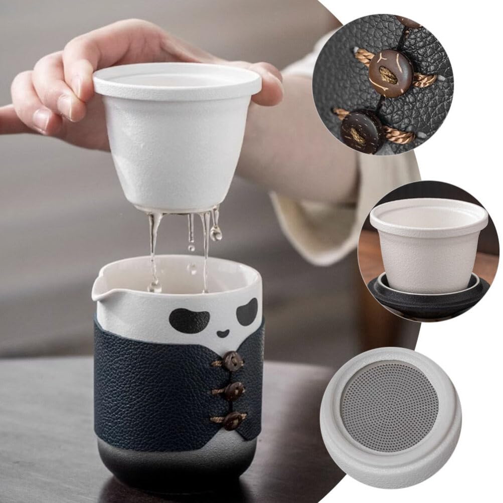 Luxshiny Tazza Di Ceramica Tema Panda Con Filtro Tazza Da Tè in Porcellana in Ceramica Adatta Per Tè Verde e Uso Domestico