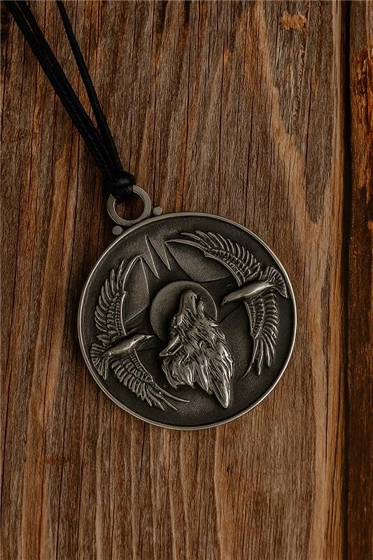 Magic Human American Eagles and Howling Wolf Necklace - Wild Spirit and Moon Medallion - Protection Powers Amulet - Vintage Finish Stainless Steel Jewelry - Cool Animal Totem Adjustable Cord Choker2